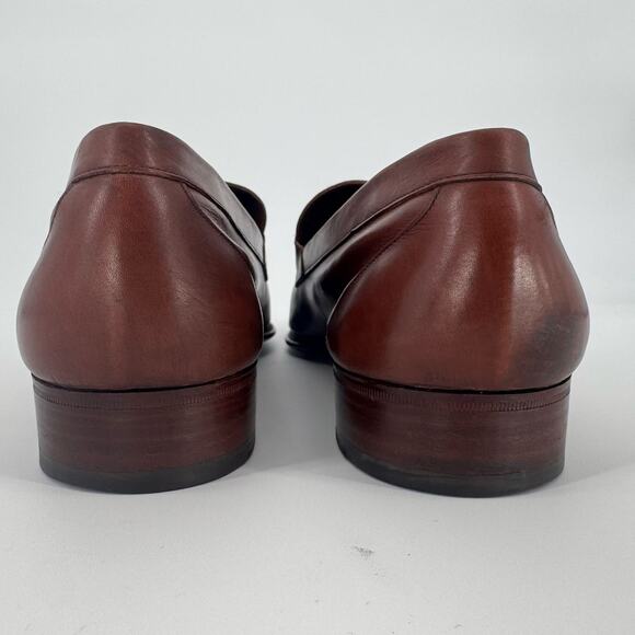 Vintage Gucci Mens Brown Leather Tassel Loafers Sz 45.5 (EU) Quiet Luxury Preppy - Picture 4 of 13